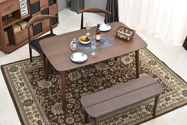 新品 北欧ウォールナット材ダイニング4点セット 幅135cm 食卓リビング椅子テーブルBRチェア ベンチoutlet家具おしゃれ:ST11-27YZQ-KC
