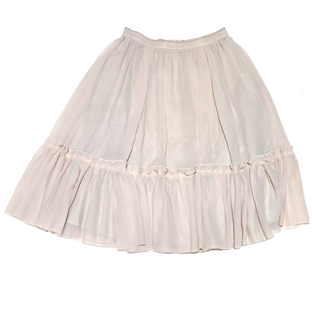 19年 フォクシー 40311 Ruffles ラッフルスカート ウール 38 ベージュ FOXEY
