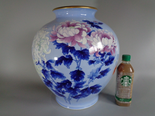 8500円 オールド深川 深川製磁 大花瓶 作家 ハンドペイント 花 8500円 オールド深川 深川製磁 大花瓶 作家 ハンドペイント 花