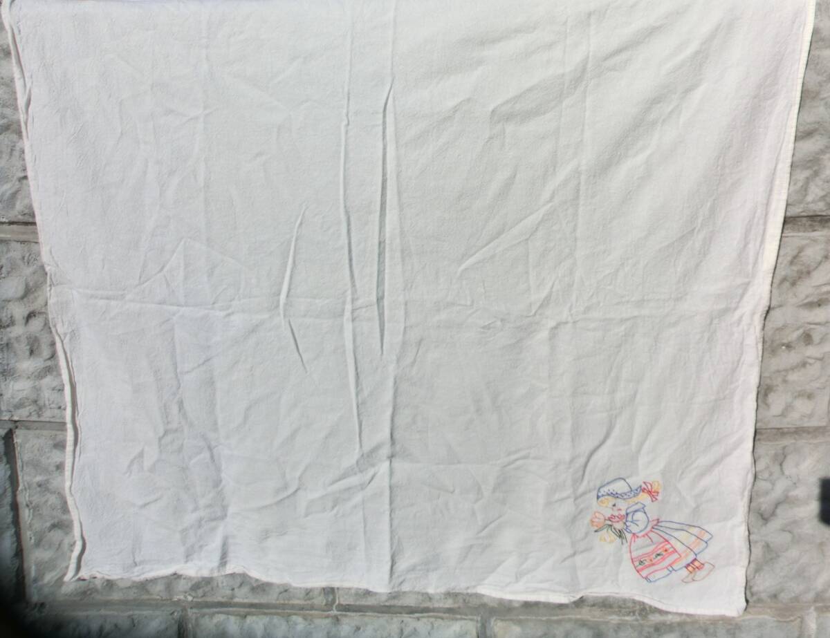 Vintage вышивка Cross неотбеленная ткань девочка