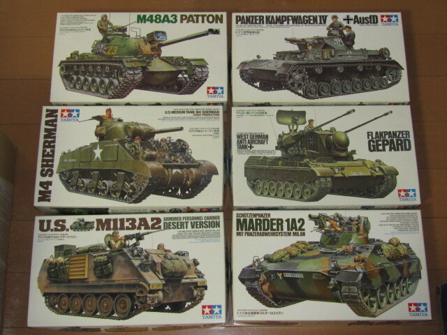 ★タミヤ　1/35　アメリカ パットン戦車・シャーマン戦車他　6種　組立図と空箱のみ★