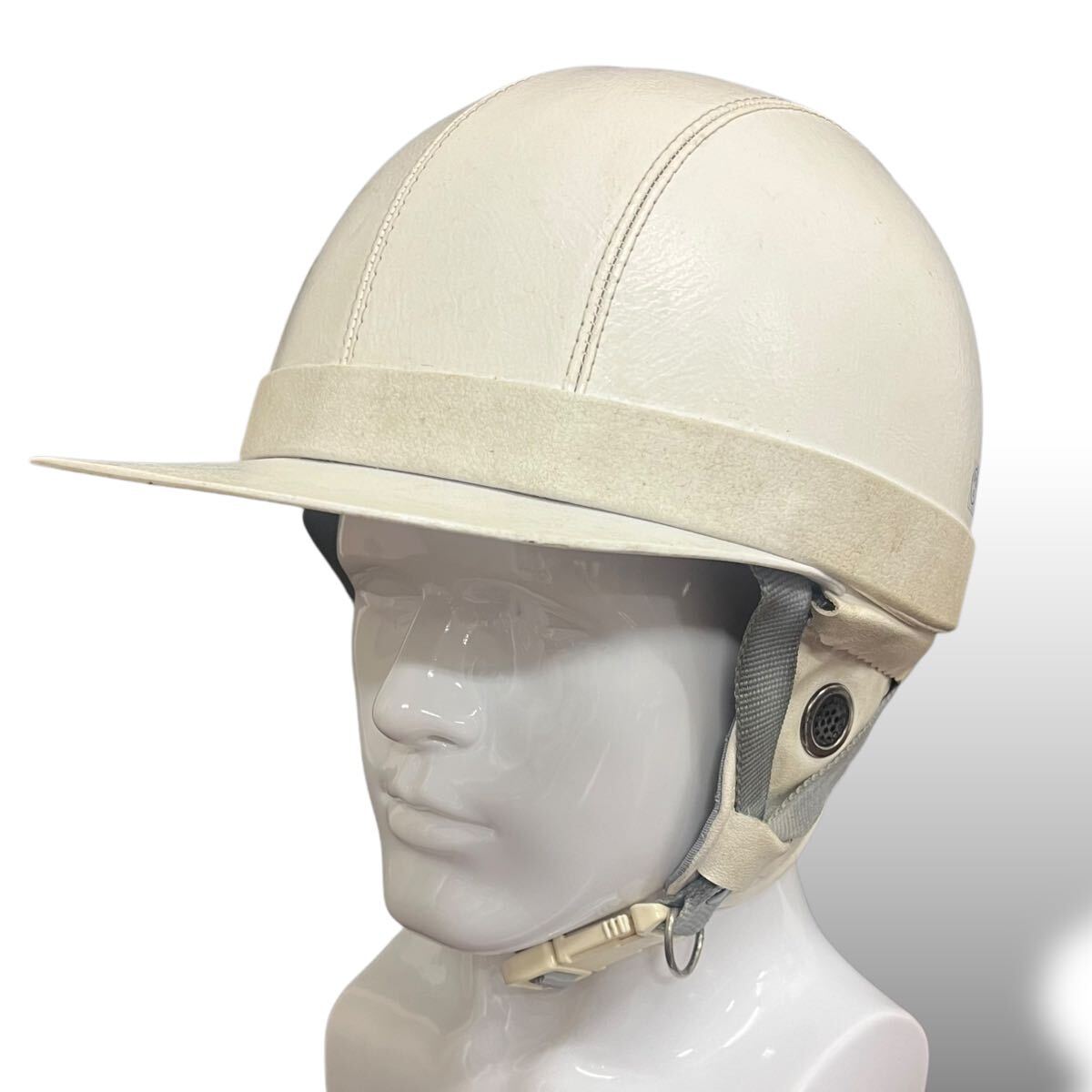 當(dāng)時(shí)物/未使用/三立制作/クラウン/ヘルメット/SK-100/半キャップ/半帽/國産/舊車/ビンテージ/レトロ/ 半ヘル/耳當(dāng)てファスナー脫著可/