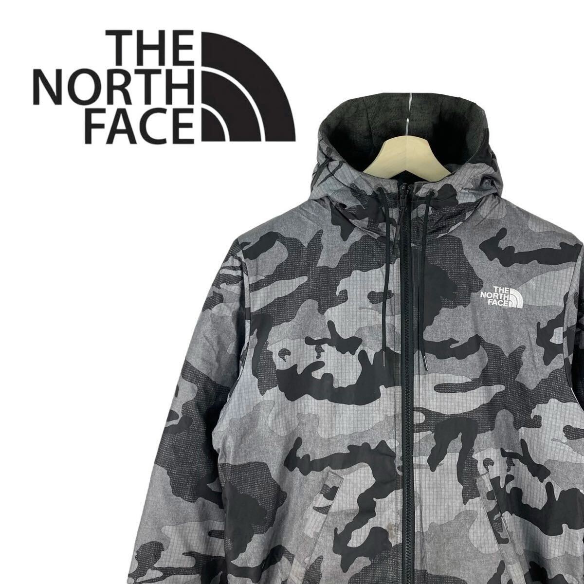 11M549◯ THE NORTH FACE ノースフェイス リバーシブル カモ柄 迷彩 無地 ニット 中綿 ジャケット マウンテンパーカー アウター 秋冬 防寒