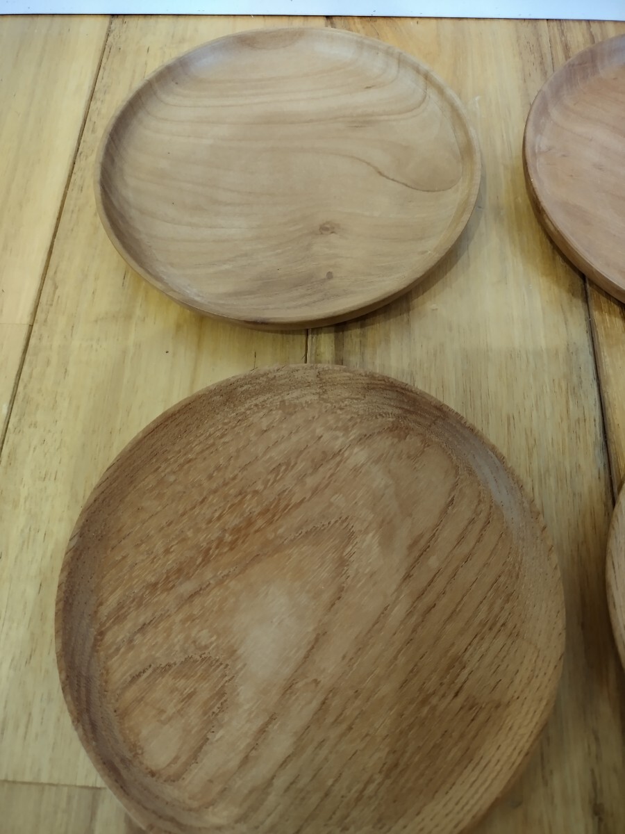 きよし作★色々★ ハンドメイド茶托  木製 6客 煎茶道具 無垢 天然木 自然 プレート 小皿 丸皿_画像2