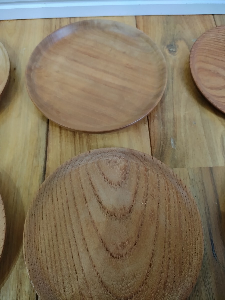 きよし作★色々★ ハンドメイド茶托  木製 6客 煎茶道具 無垢 天然木 自然 プレート 小皿 丸皿_画像3