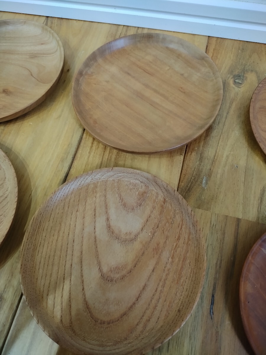 きよし作★色々★ ハンドメイド茶托  木製 6客 煎茶道具 無垢 天然木 自然 プレート 小皿 丸皿_画像5