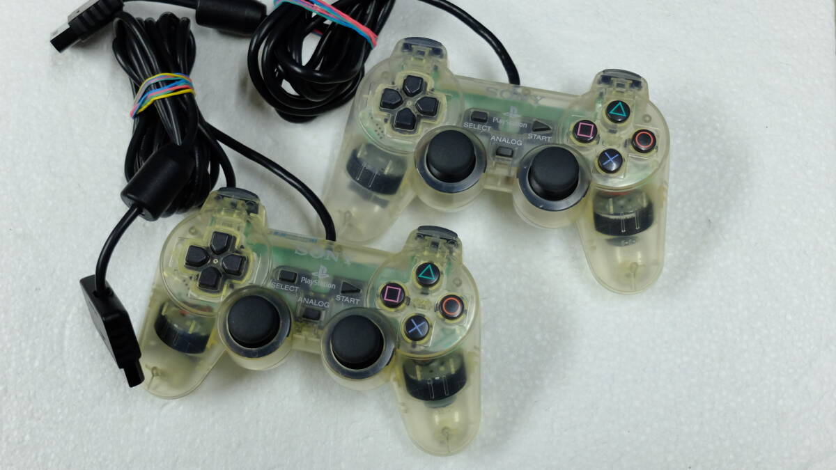 PS2コントローラー まとめて2個セット スケルトンA DUALSHOCK2 SCPH-10010 SONY純正品