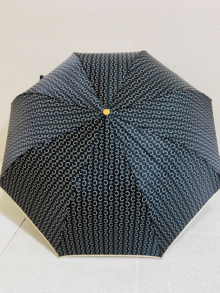 ●良品 CELINE セリーヌ 傘 マカダム柄 トリオンフ ネイビー 晴雨兼用 ○良品 CELINE セリーヌ 傘 マカダム柄 トリオンフ ネイビー