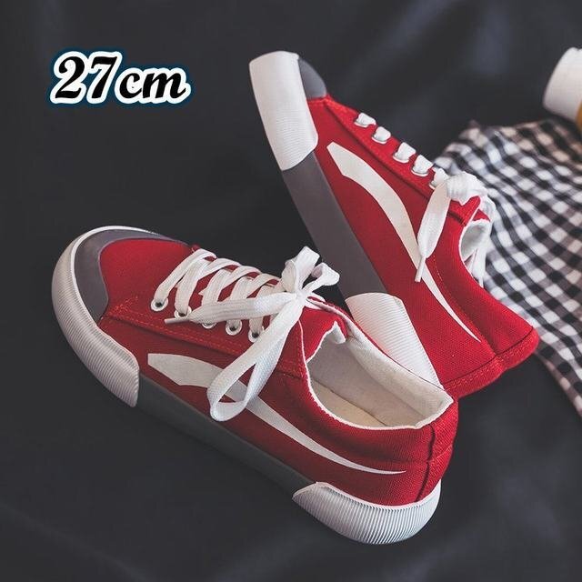  deck shoes slip-on shoes sneakers skateboard men's men's shoes low cut . slide sole canvas sneakers red 27cm