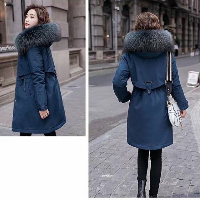  long coat lady's winter reverse side nappy reverse side boa fake fur volume outer f-ti- long height winter clothes light cotton inside blue XXL