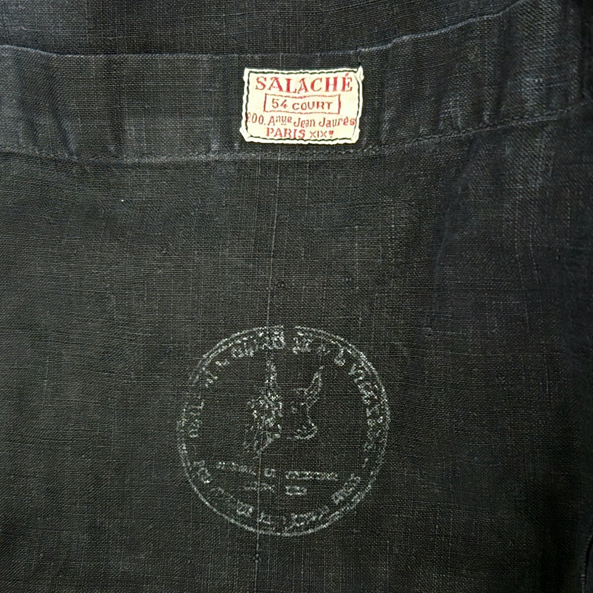 1930s ブラックリネン マキニョン コート salache フランス 1930s ブラックリネン マキニョン コート salache フランス