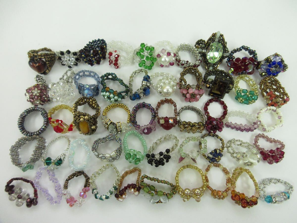 【B26】ビーズ 指輪 リング 50個 ヴィンテージ ビンテージ アクセサリー 大量 まとめ売り まとめ TIA