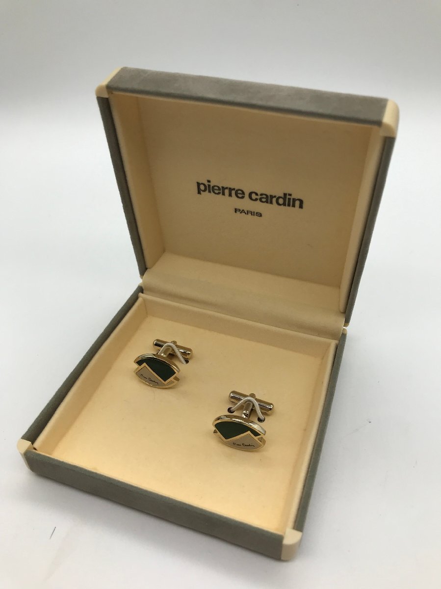 ■【YS-1】 ピエールカルダン pierre cardin カフス ■ ゴールド系 × 黒 ブラック系 トップ1,8cm 【同梱可能商品】K■
