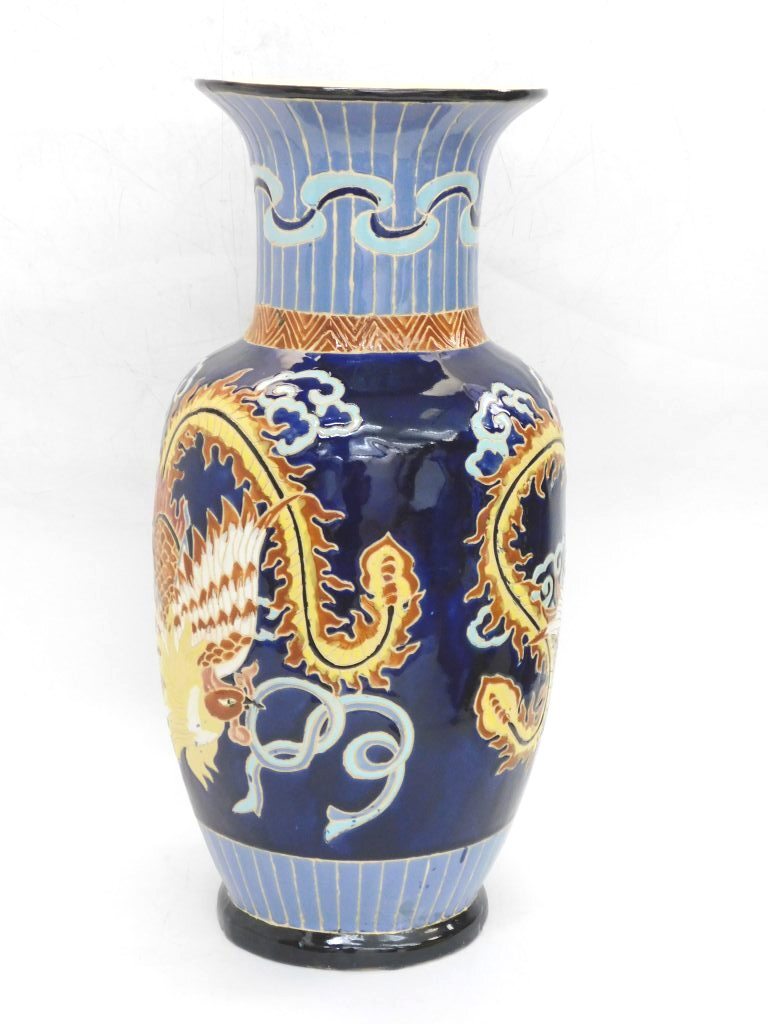 Y482Yちょる【中国陶器】鳳凰柄 大壺 陶器製 縁起物 装飾品 大型 Y482Yちょる【中国陶器】鳳凰柄 大壺 陶器製 縁起物 装飾品 大型