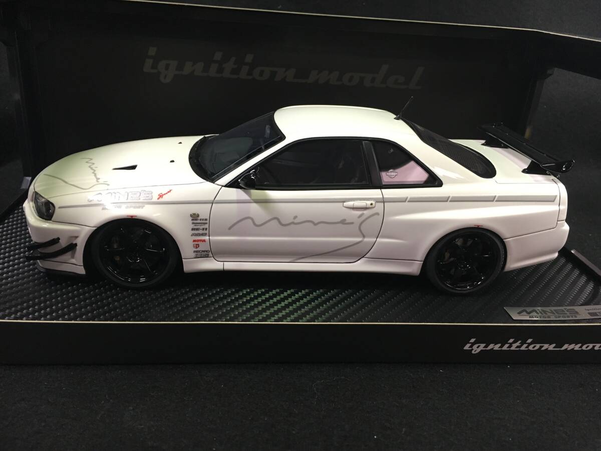 * снижение цены * редкость *2015 год модели ** зажигание модель *1/18 Ниссан Skyline GT-R Mine`s R34 белый ig0348 Nissan Mines 