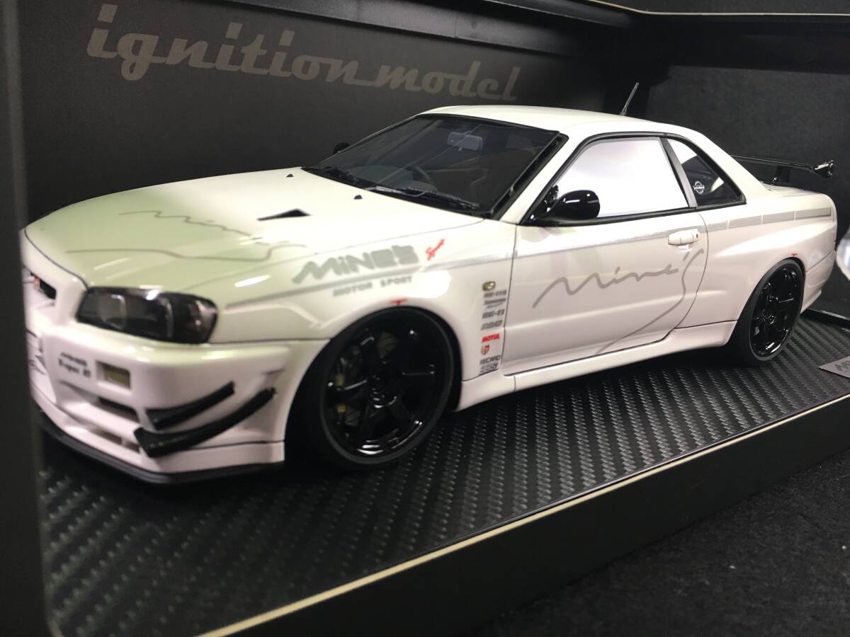 * снижение цены * редкость *2015 год модели ** зажигание модель *1/18 Ниссан Skyline GT-R Mine`s R34 белый ig0348 Nissan Mines 