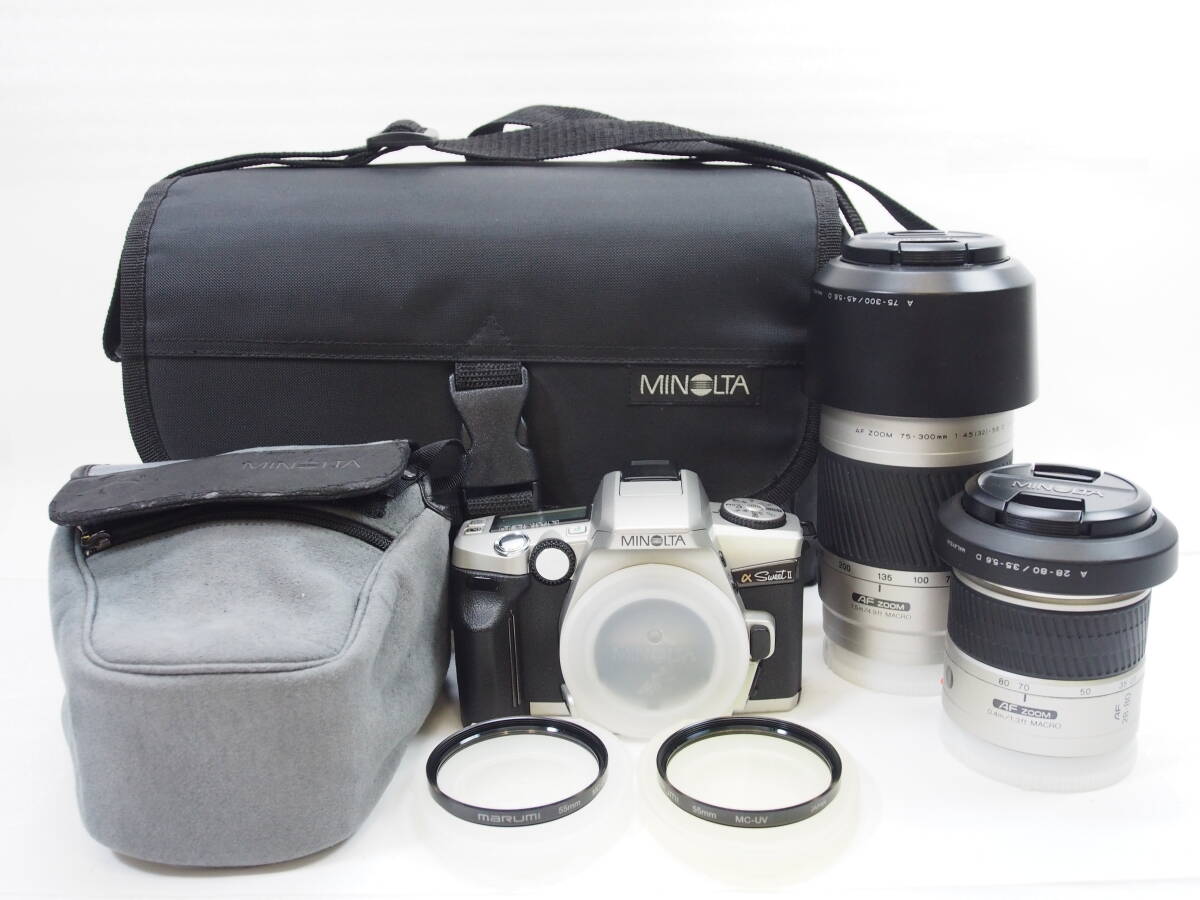 【外観美品】◎MINOLTA ミノルタ α Sweet II ズームレンズ 2本（カメラバッグ付）