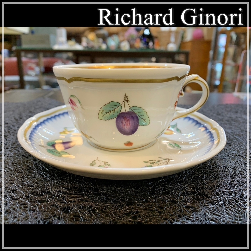 【福岡】リチャードジノリ Richard Ginori カップ＆ソーサー イタリアンフルーツ ドッチア窯 ジノリ1735 GINORI1735 金彩【ME0415-1】