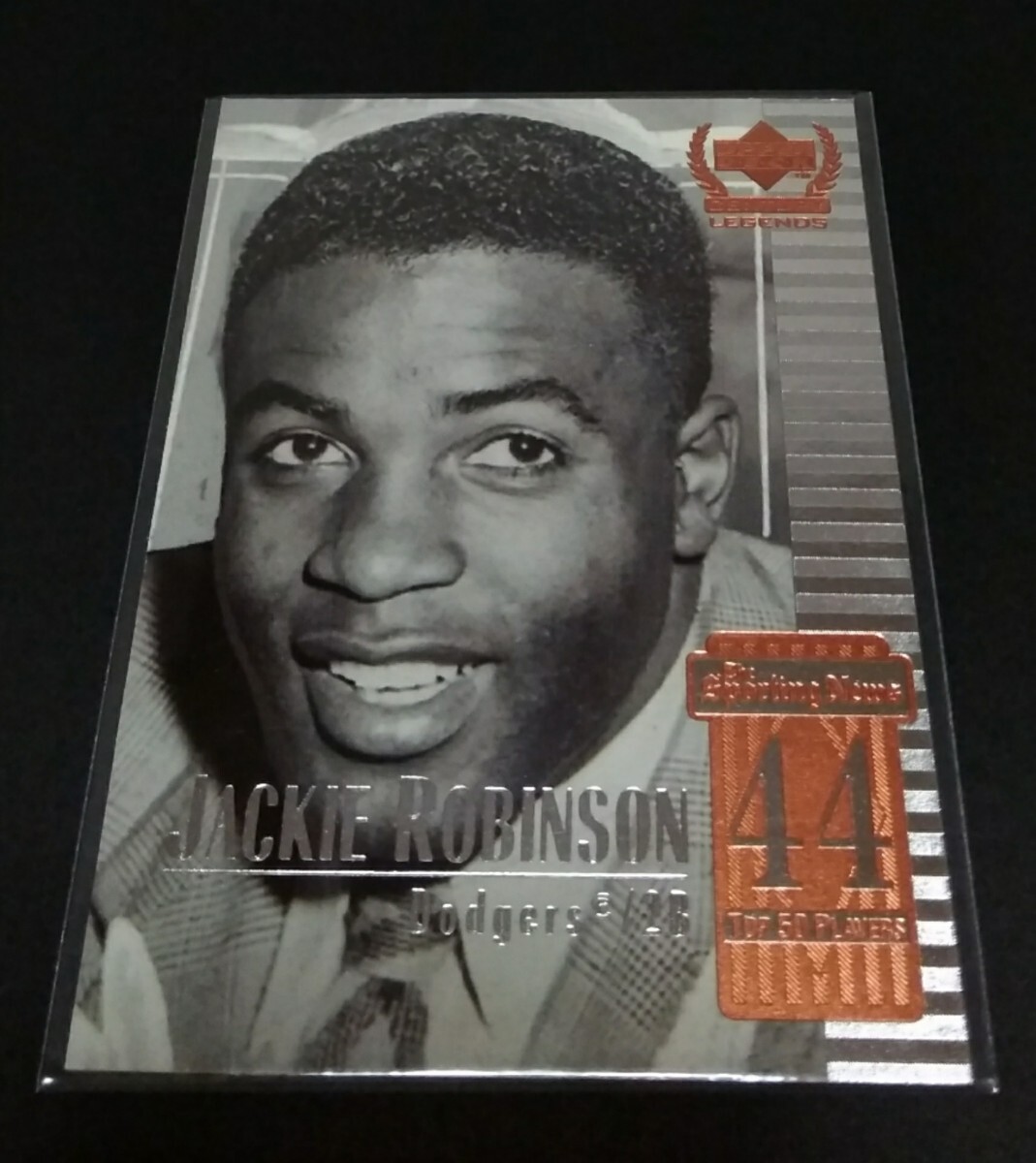 MLB 1999年upper deck ジャッキー?ロビンソン(ドジャース)CENTURY LEGENDS。 No,44。Dodgers JACKIE ROBINSON 