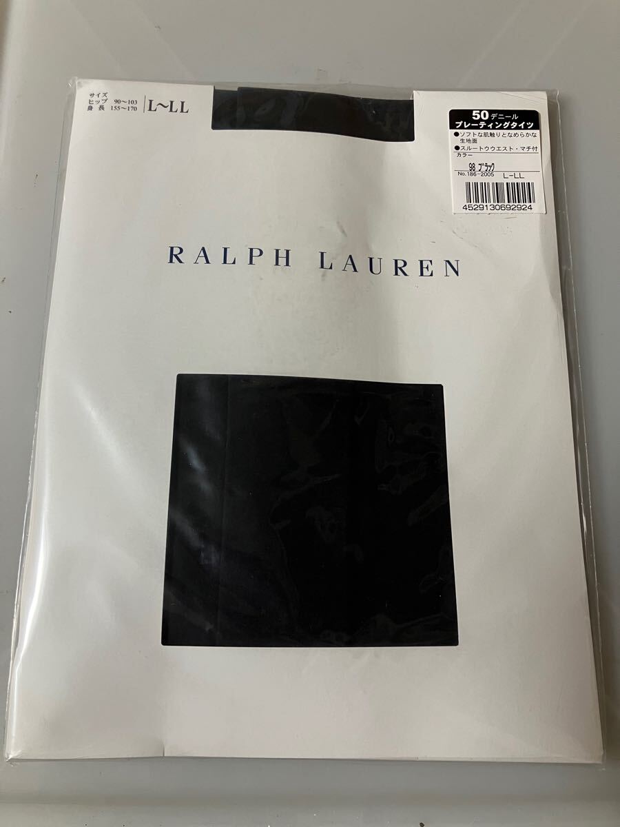 RALPH LAUREN L-LL 50デニール プレーティングタイツ ブラック マチ付 ソフトな肌觸り なめらかな生地面 ラルフローレン tights 黒 black