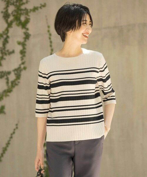 J.PRESS LADIES◆新品 【洗える】レーヨンエリートストレッチ ボーダー ニット 定価17930円 オンワード樫山◆sizeＭ