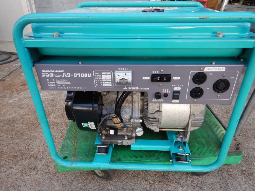 即決税０円中古程度良デンヨー発電機GA-3706U 100V60Hz出力3,7kw 3700W 個人様は西濃運輸営業所止 電話番号必須