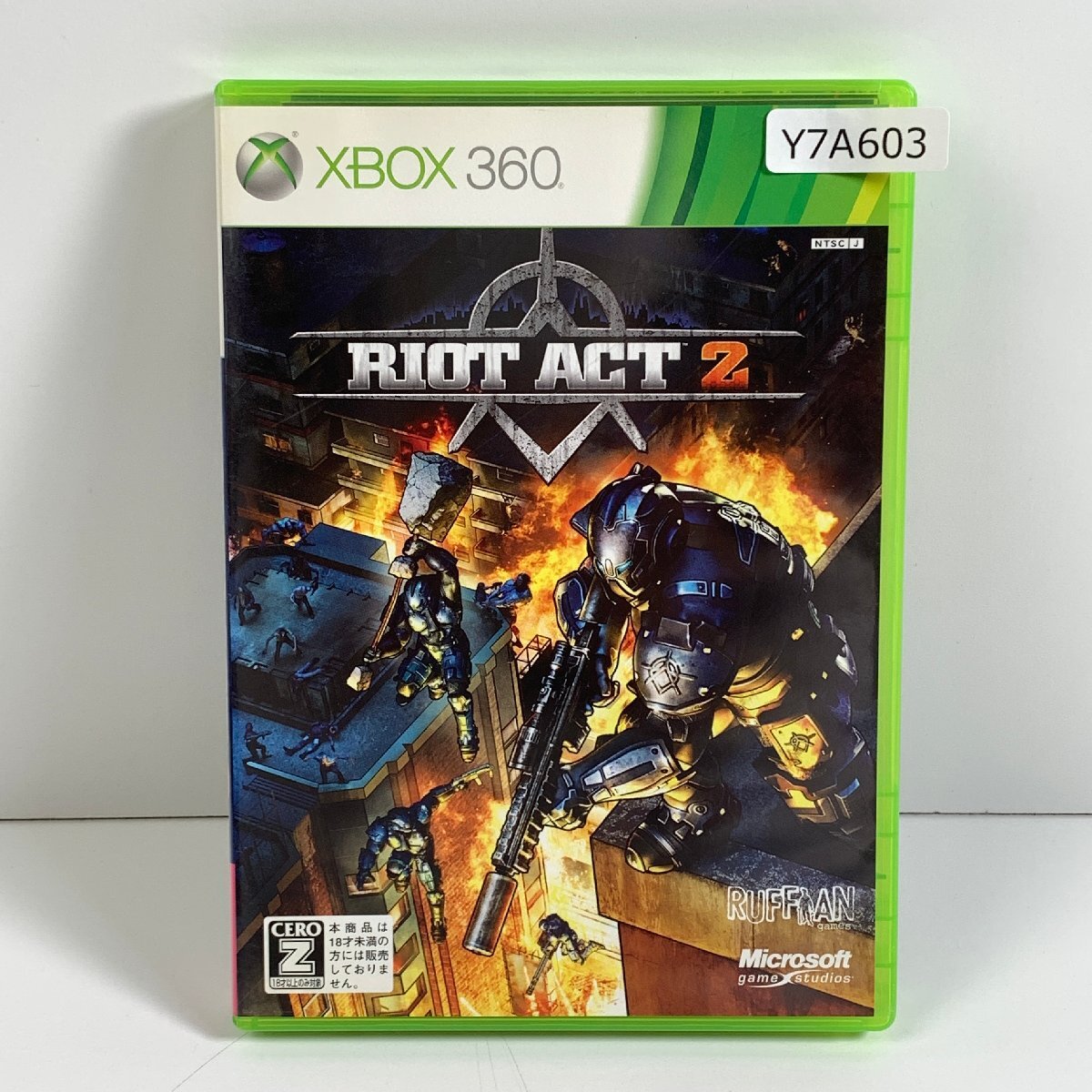 Y7A603 Xbox 360 X box Riot Act 2[CEROre-ting[Z]] RAIOT ACT Aichi 3cm размер 