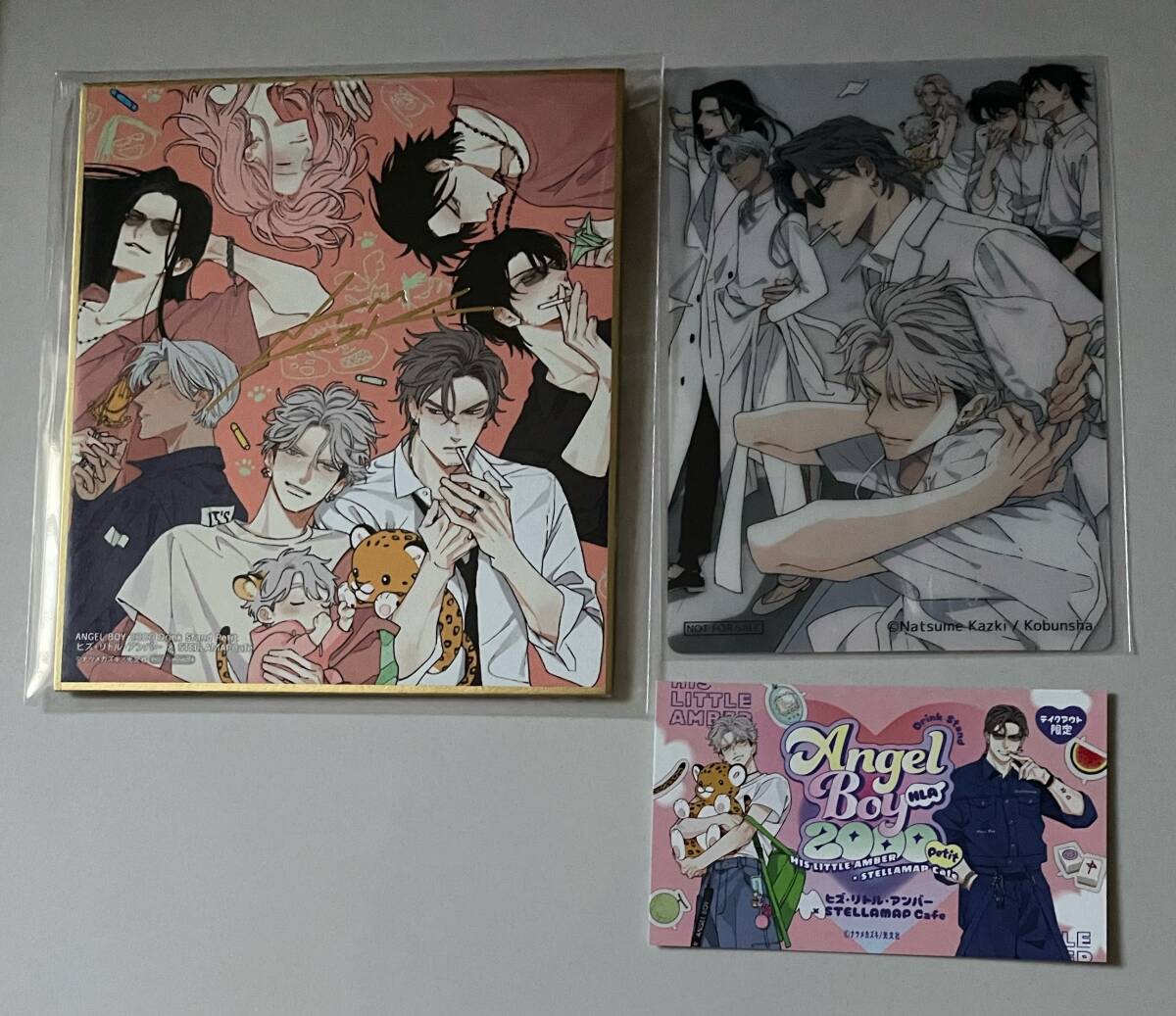 【 ヒズ・リトル・アンバー 】 ナツメカズキ 箔押し複製サイン入りミニ色紙+クリアカード+スタンプカード カフェ CD ※キズ有_画像1