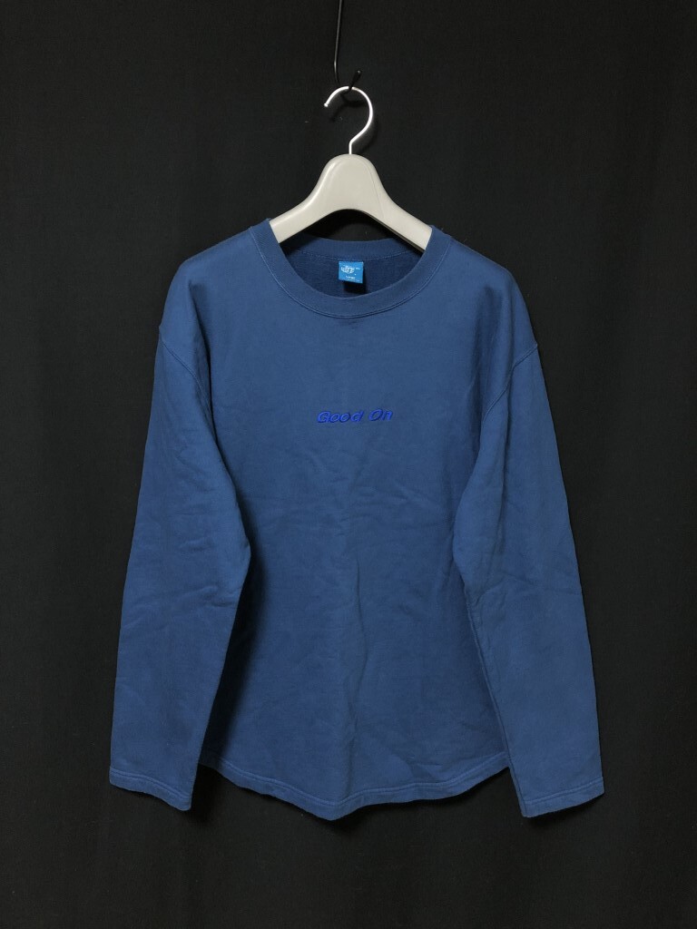 ◆GOOD ON インディゴ　ラフクルースウェット L　刺繍ロゴ入り