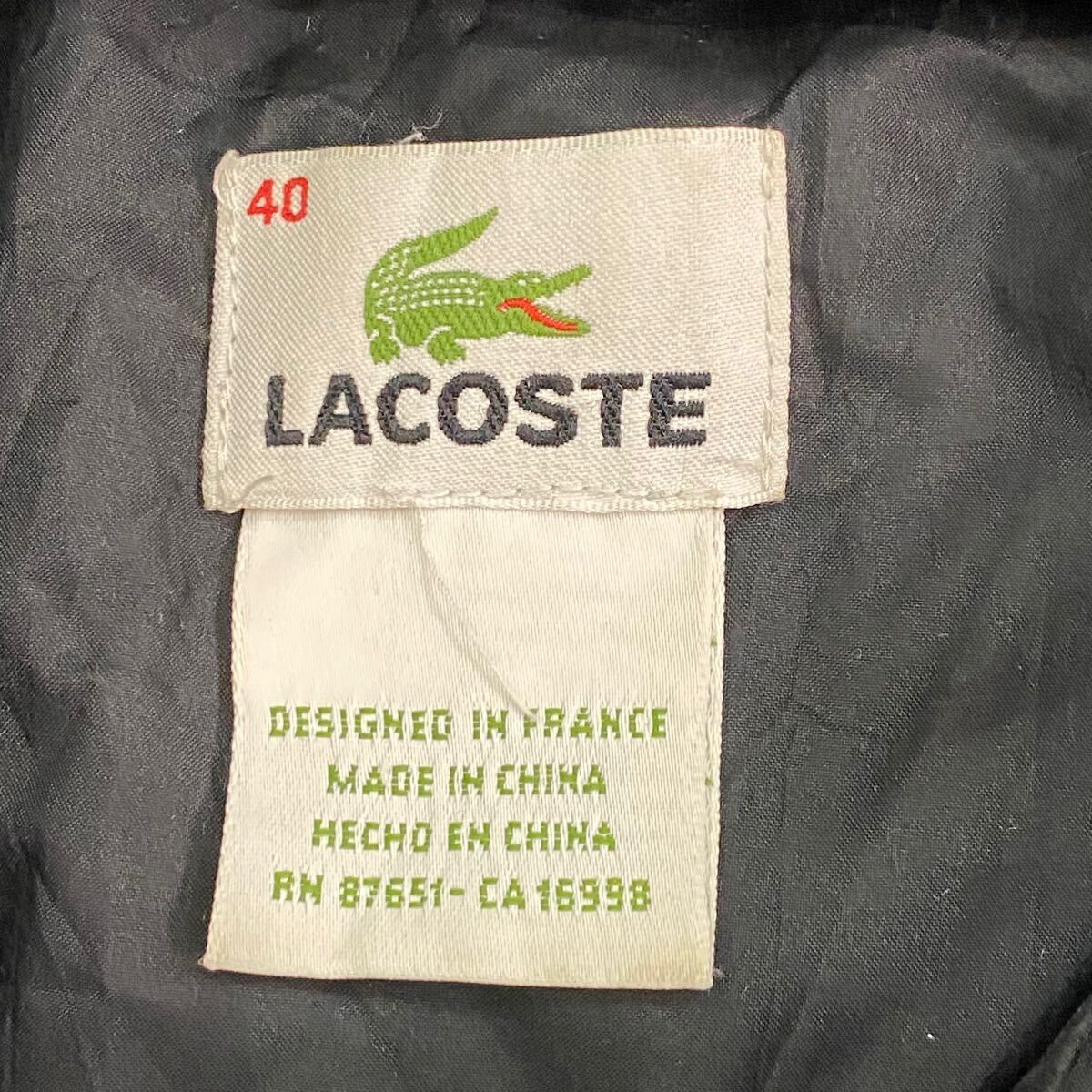 LACOSTE ラコステ FRANCE 中綿 キルティング ロングコート ジャケット ダブルジップ スナップ レディース ブラック 黒 M~L相當(dāng) フレラコ