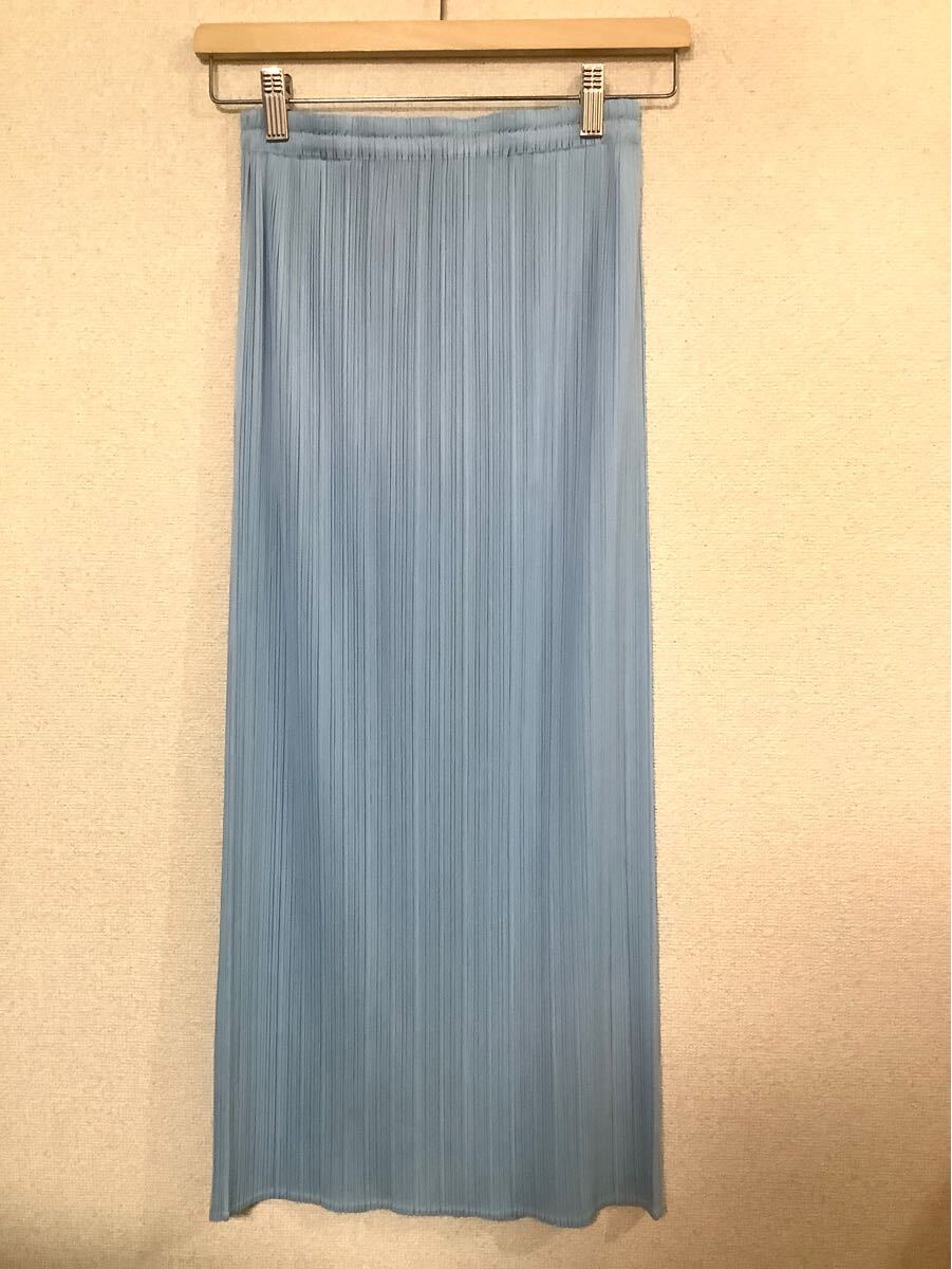 PLEATS PLEASE プリーツプリーズ　 プリーツスカート　 ロングスカート　 イッセイミヤケ　レディース　モード　水色　2