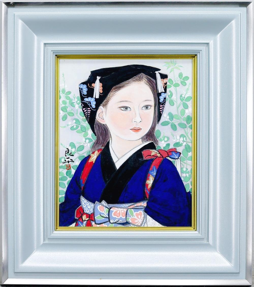 日本画 斉藤和 原画 真作 絵画 女の子 人物画 39 美術品 日本画 斉藤和 原画 真作 絵画 女の子 人物画 39 美術品