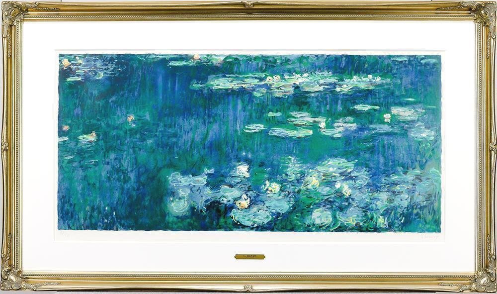 クロード・モネ Claude Monet 緑の反映 (睡蓮リトグラフ)あずま工芸 真作】【WISH】クロード・モネ Claude Monet「睡蓮 緑の反映 R