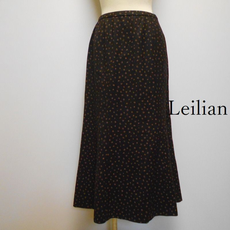 909332 Leilian レリアン 茶系柄 ロングスカート 9