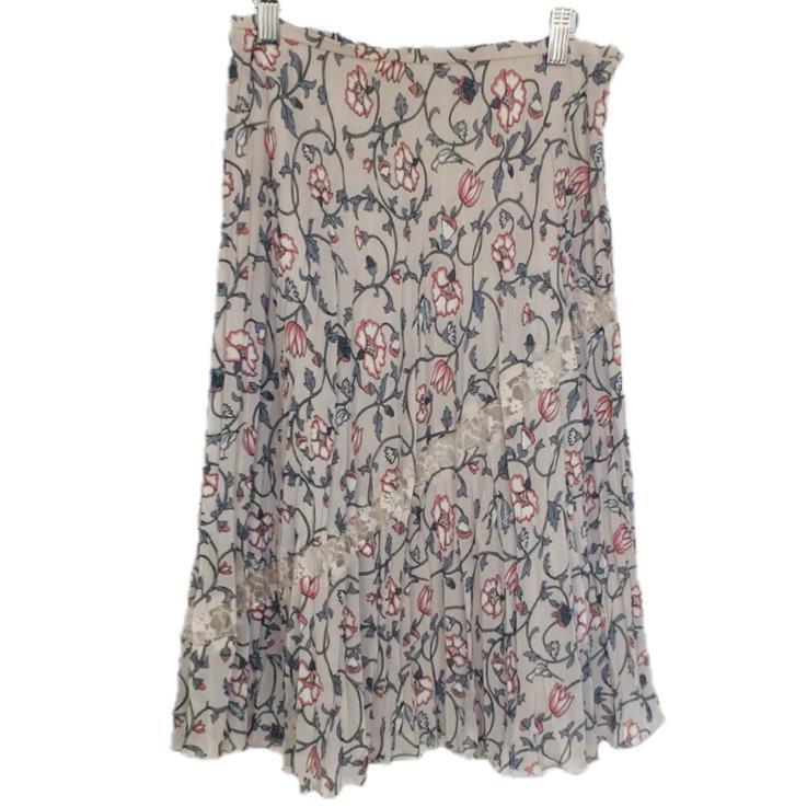 m0088 リヨン プリーツスカート 花柄 フェミニン ひざ丈 かわいい ガーリー レース　【S】