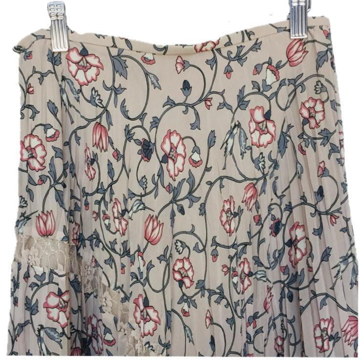 m0088 リヨン プリーツスカート 花柄 フェミニン ひざ丈 かわいい ガーリー レース　【S】