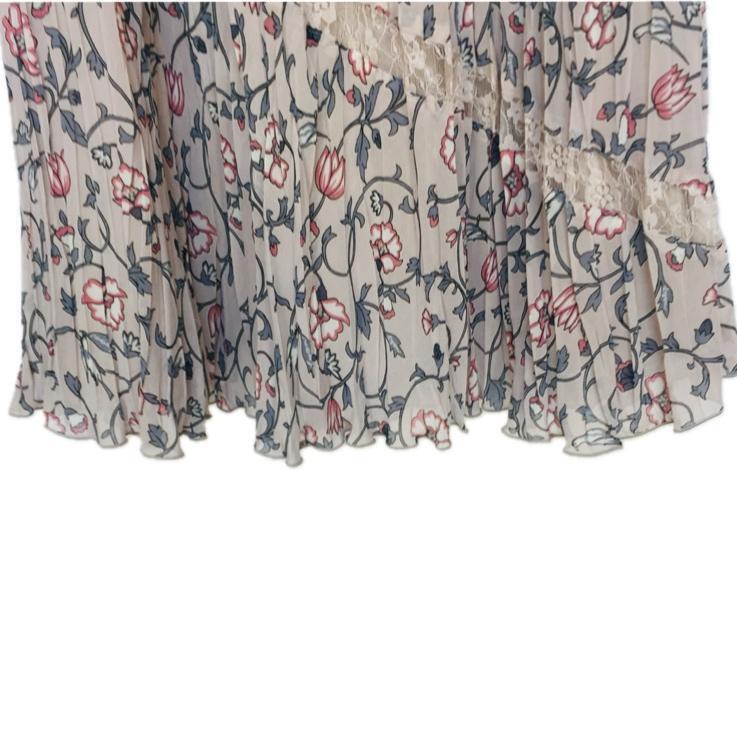 m0088 リヨン プリーツスカート 花柄 フェミニン ひざ丈 かわいい ガーリー レース　【S】