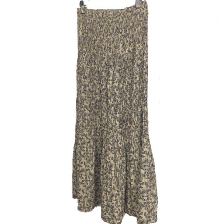 m0094 ユニクロ スカート プリーツ ペイズリー フェミニン レトロ ロング丈 【S】