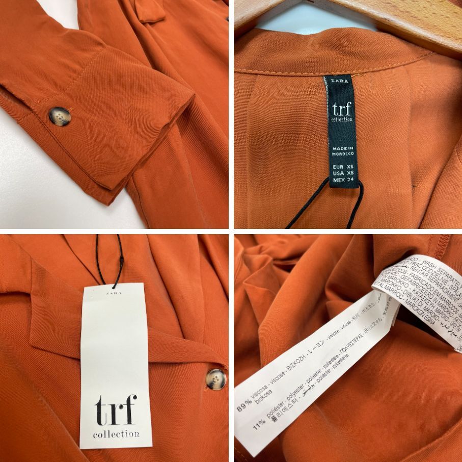 ZARA /XS/ ブラウン 長袖ロングワンピース ドレス レディース タグ付きカジュアル 通勤 フェミニン 大人可愛い生地 ガーリー デイリー ザラ