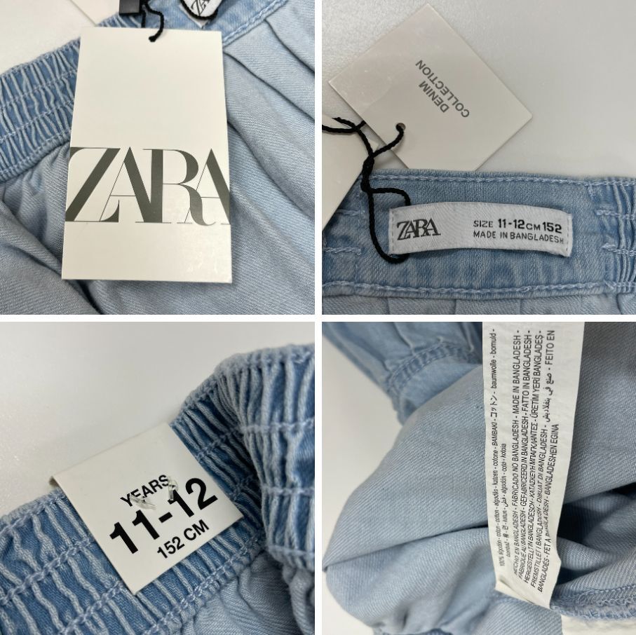 ZARA /152cm/ ライトブルー デニムスカート キッズ レディース タグ付き カジュアル ボトム 女子 アウトドア 生地 コットン デイリー ザラ