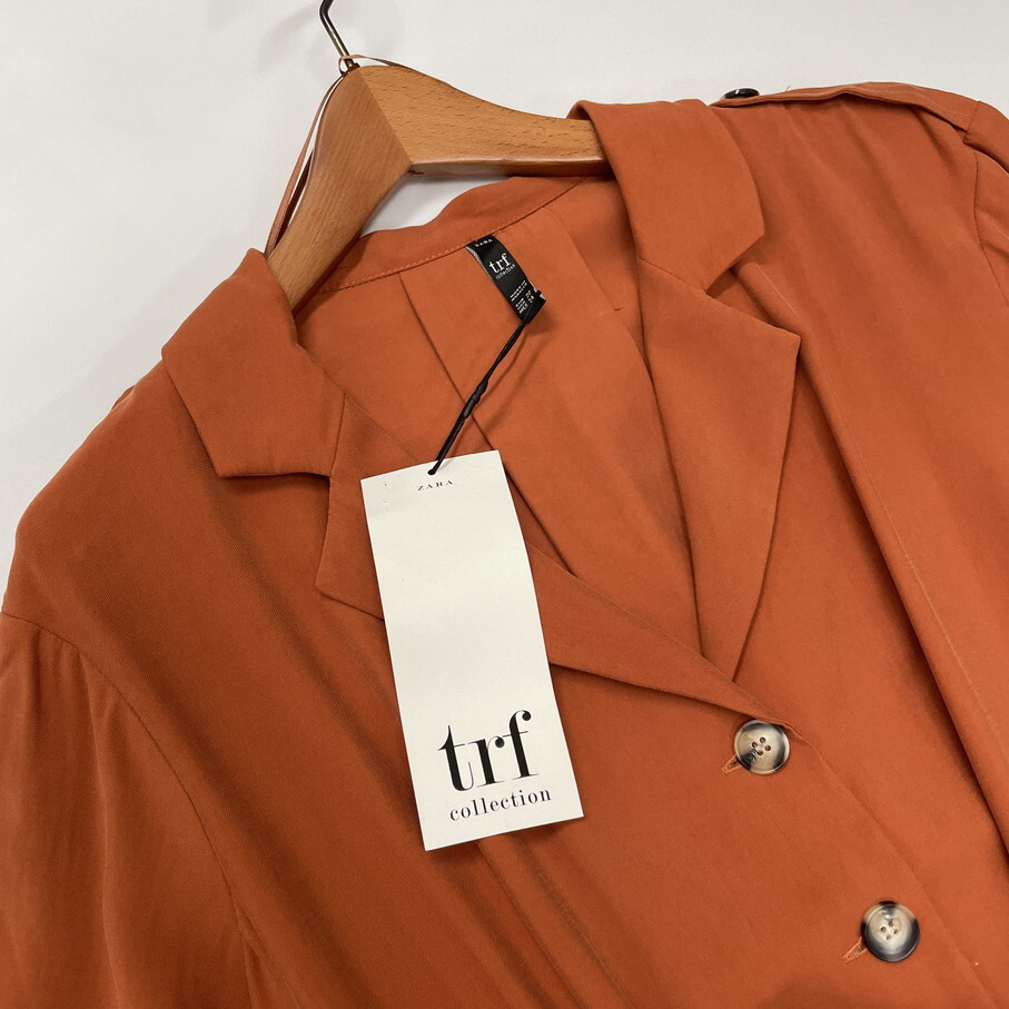 ZARA /XS/ ブラウン 長袖ロングワンピース ドレス レディース タグ付きカジュアル 通勤 フェミニン 大人可愛い生地 ガーリー デイリー ザラ