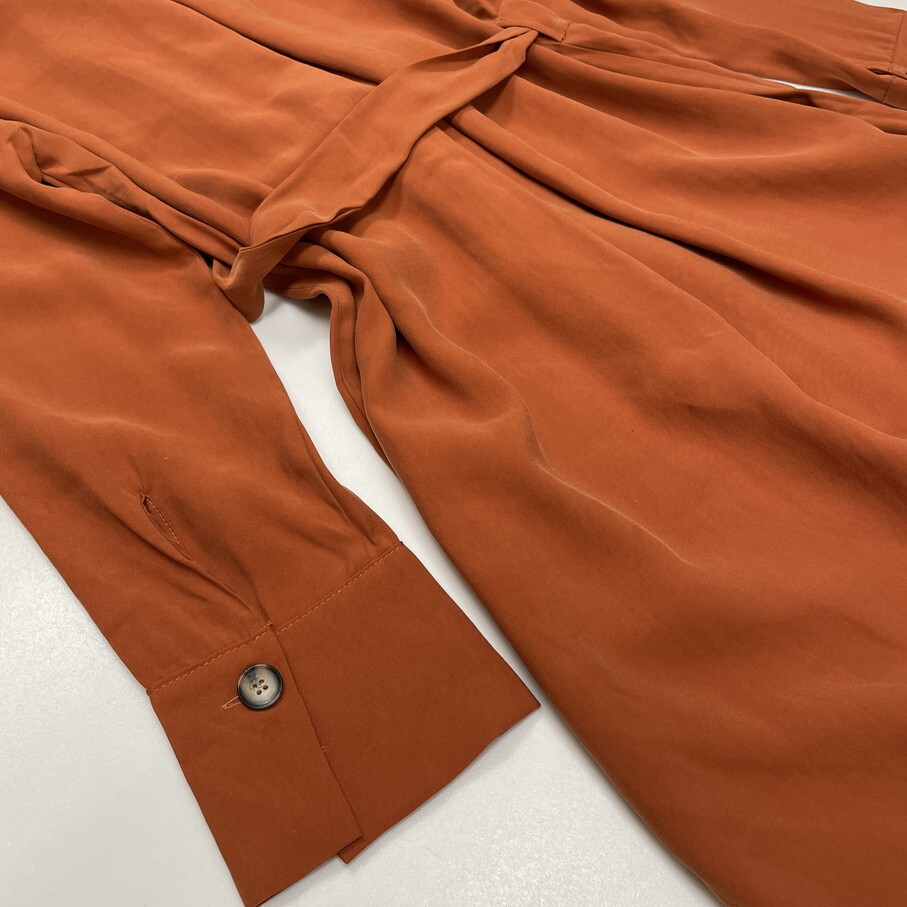 ZARA /XS/ ブラウン 長袖ロングワンピース ドレス レディース タグ付きカジュアル 通勤 フェミニン 大人可愛い生地 ガーリー デイリー ザラ