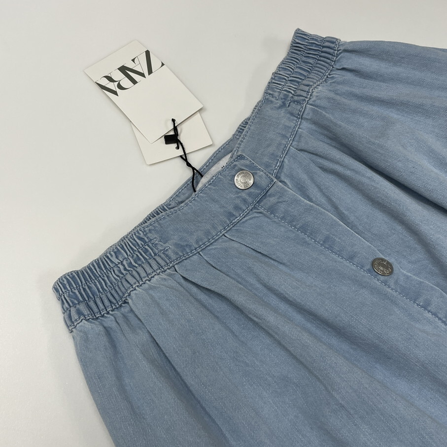 ZARA /152cm/ ライトブルー デニムスカート キッズ レディース タグ付き カジュアル ボトム 女子 アウトドア 生地 コットン デイリー ザラ