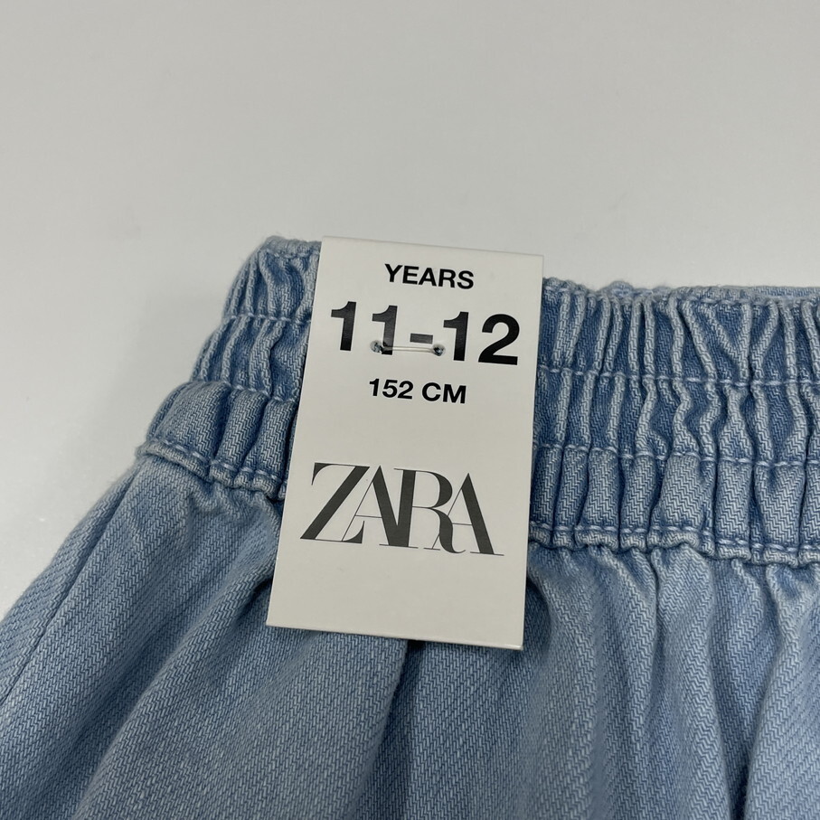 ZARA /152cm/ ライトブルー デニムスカート キッズ レディース タグ付き カジュアル ボトム 女子 アウトドア 生地 コットン デイリー ザラ