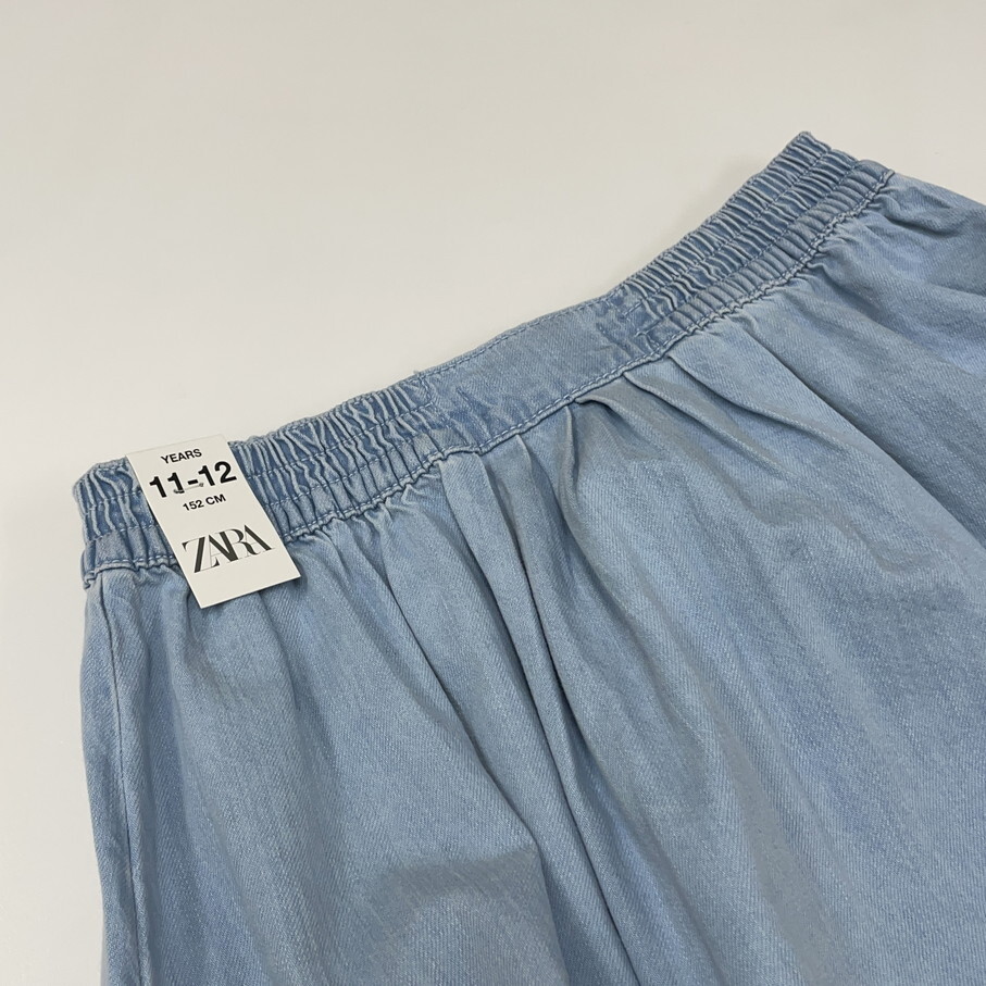 ZARA /152cm/ ライトブルー デニムスカート キッズ レディース タグ付き カジュアル ボトム 女子 アウトドア 生地 コットン デイリー ザラ