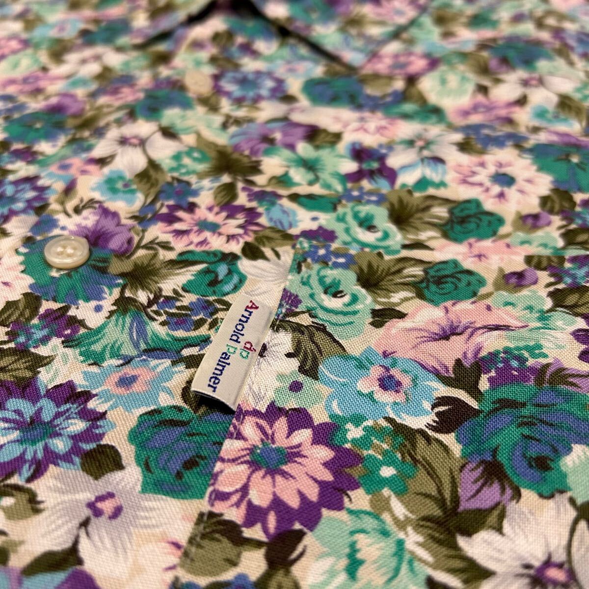 Arnold Palmer アーノルドパーマー 総柄 柄シャツ 花柄 レトロ アート ビンテージ 半袖シャツ