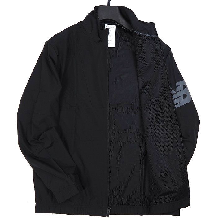 R635 新品 New Balance ニューバランス ゴルフ フルジップ ウーブン ジャケット 里地付き ビッグロゴ ブラック M