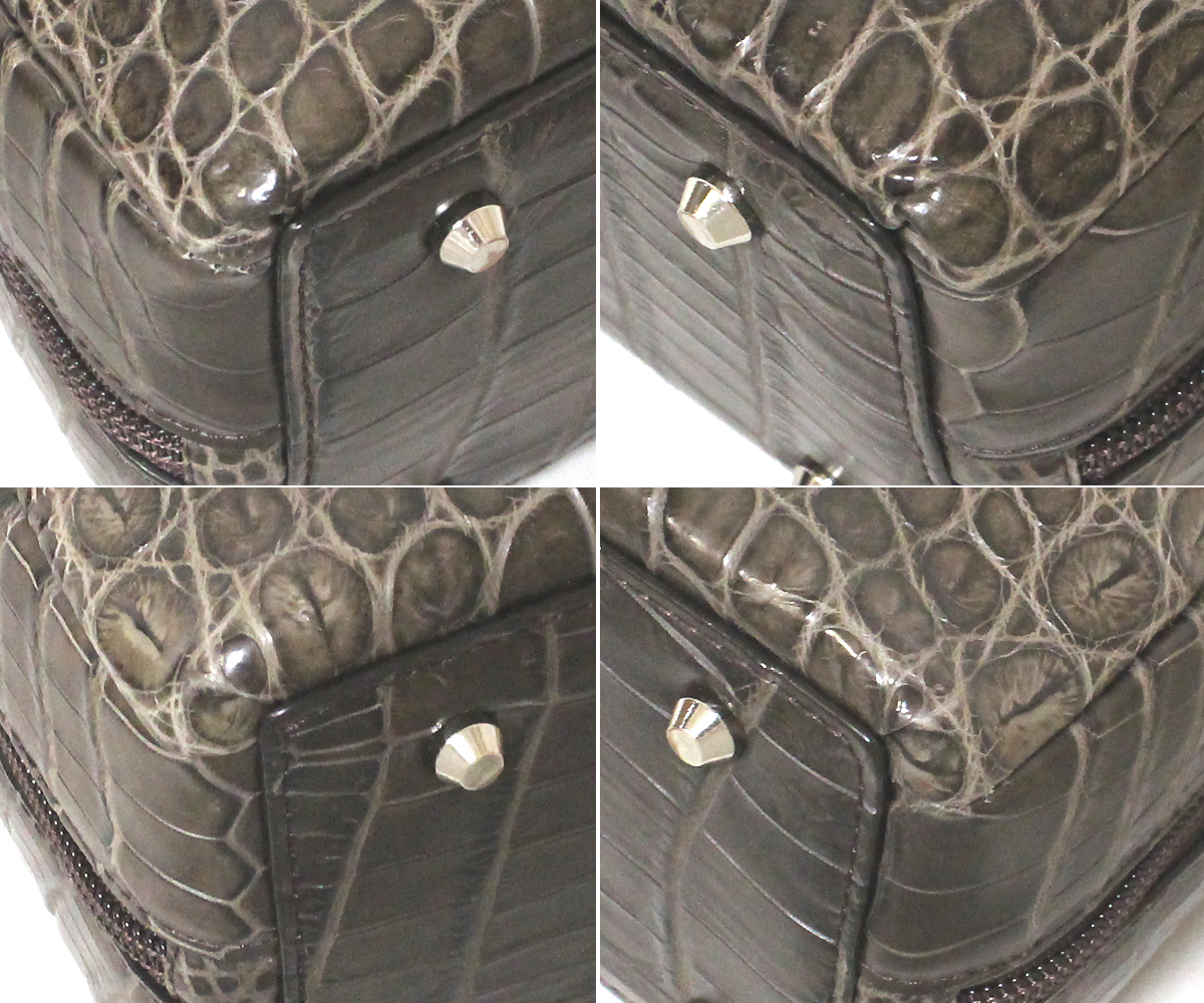 新品 BAGFAN JRA認定 クロコダイル ハンドバッグ 艶消し 鰐革 新品 BAGFAN JRA認定 クロコダイル ハンドバッグ 艶消し 鰐革