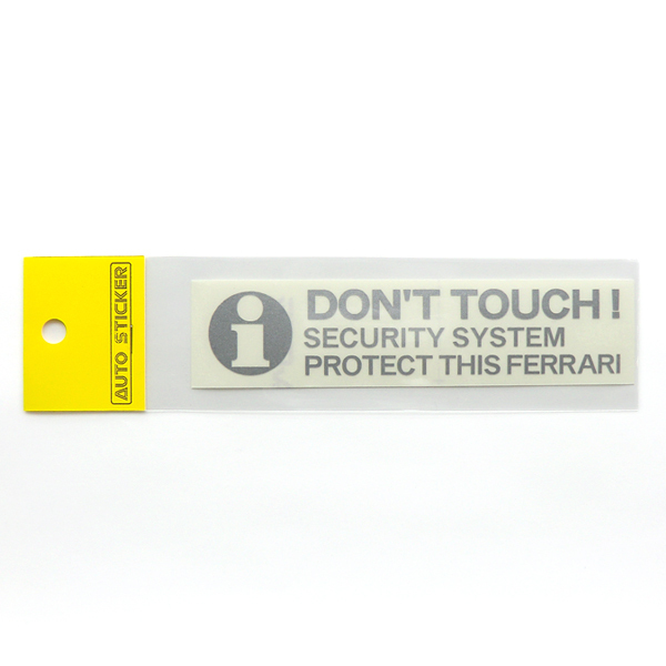 フェラーリ DON'T TOUCH ! セキュリティーステッカー シルバー 外貼り/抜き文字 2枚入り