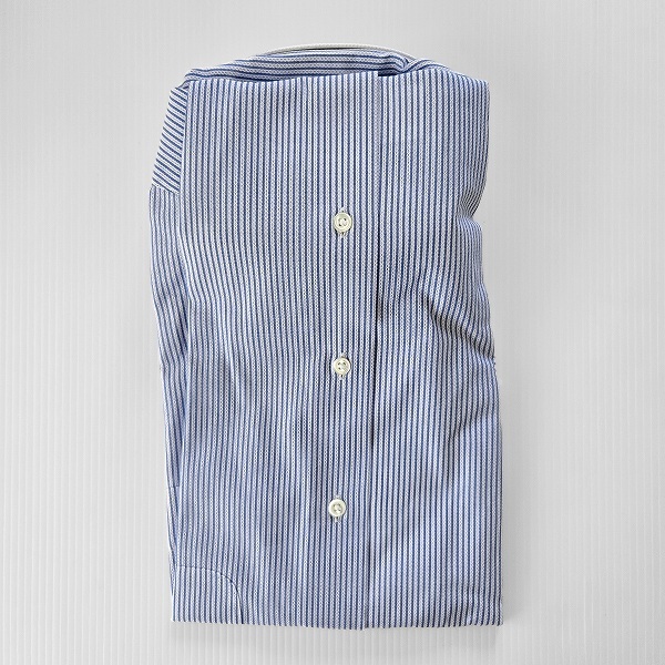 #snc メーカーズシャツカマクラ メーカーズシャツ鎌倉 半袖シャツ L 青 白 ワイシャツ LENO CLOTH タグ付き 新品同様 メンズ [911278]